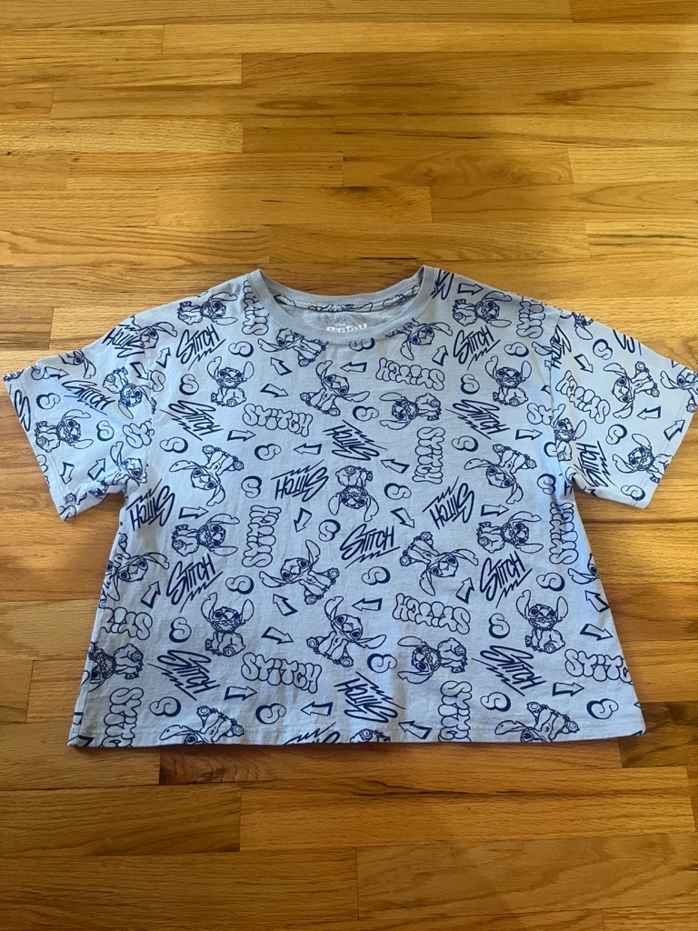 Disney Navy Stitch Allover Print Light Blue Tee